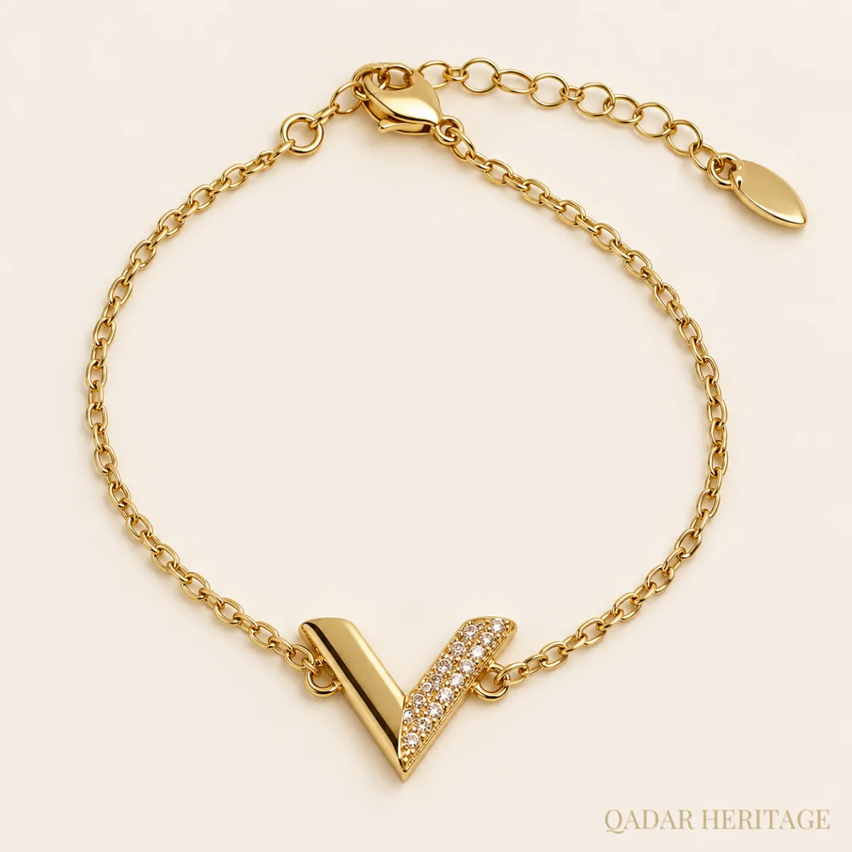Gold V Pavé Bracelet - Slide 2