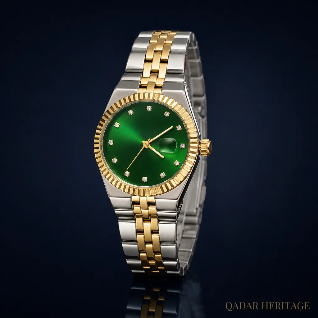 QADAR Emerald Crest Two-Tone Watch - Slide 1