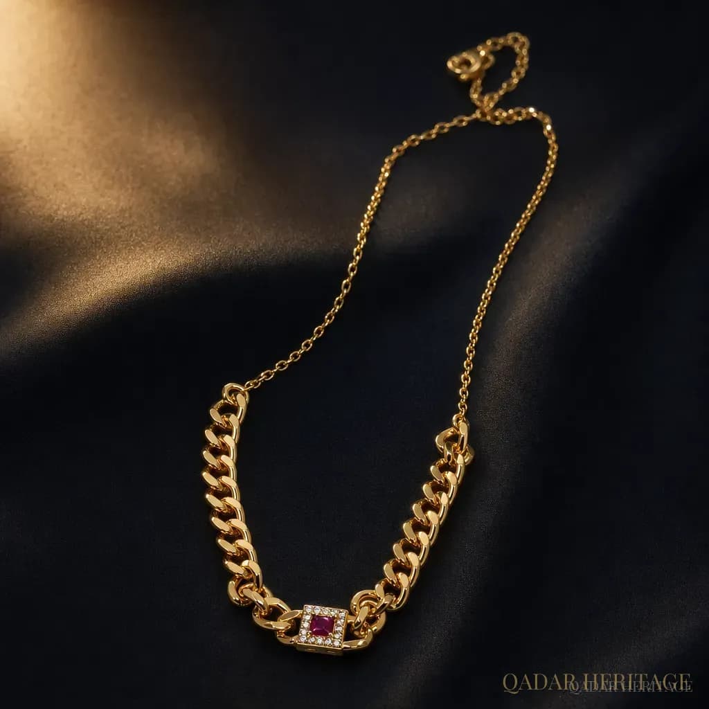 QADAR Ruby Square Necklace - Slide 3