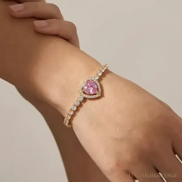 Heart-Shaped Pink Diamond Bracelet