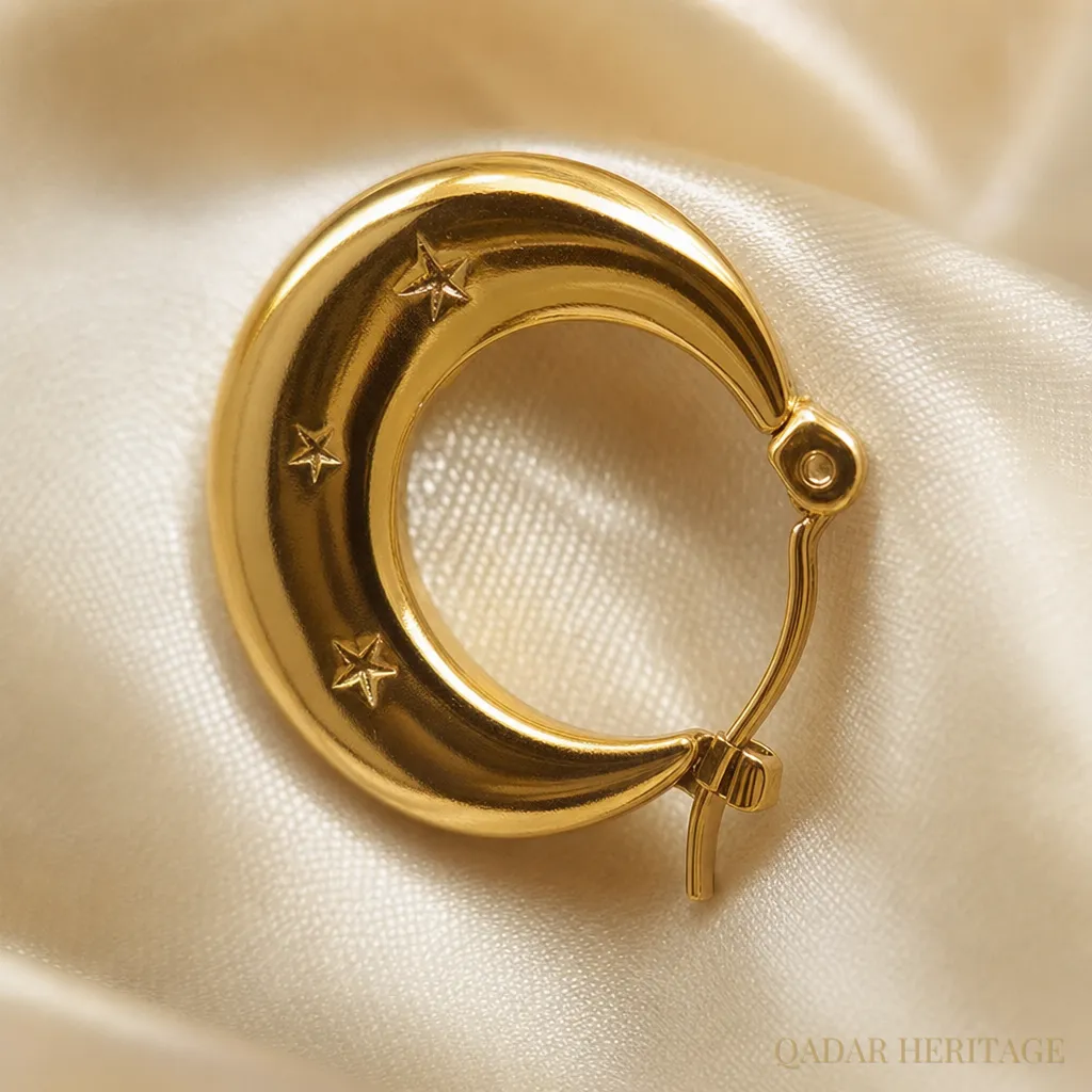 حلق هلال النجوم الذهبي