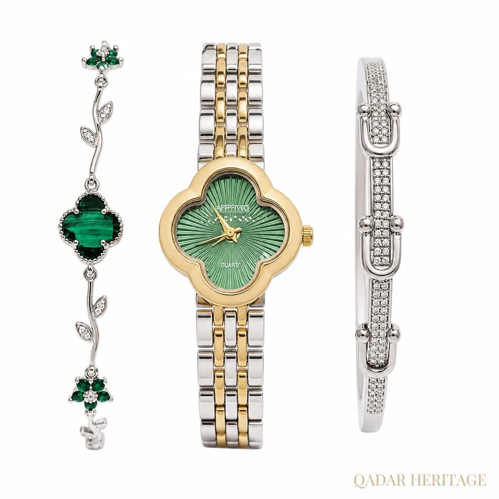 QADAR Zumurud Clover Green Watch Set - Slide 2