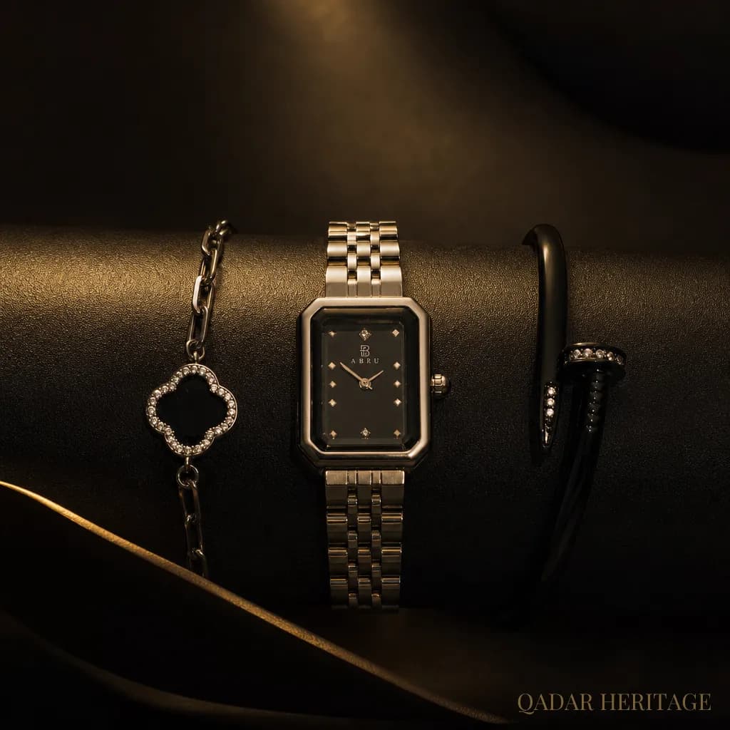 QADAR Miral Statement Gold Watch Set