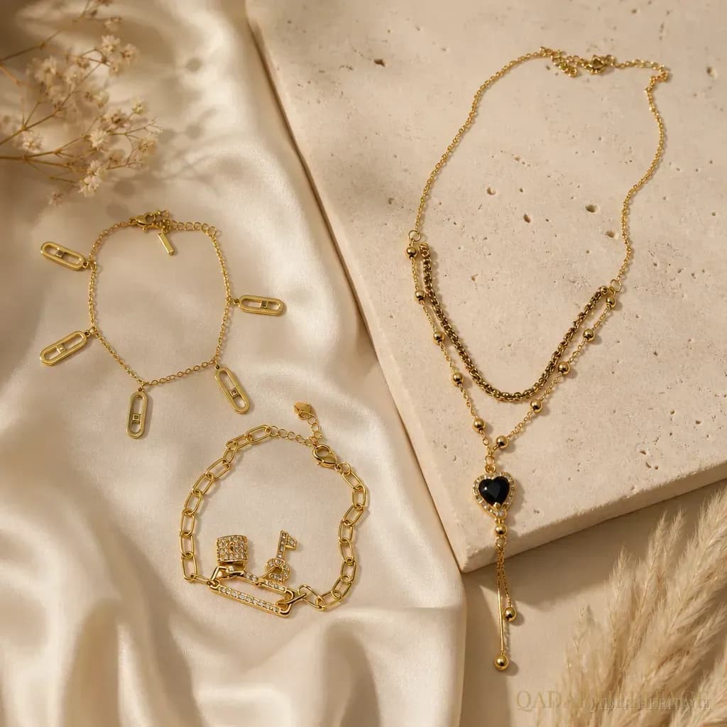 Golden Lock Charm Jewelry Set - Slide 4