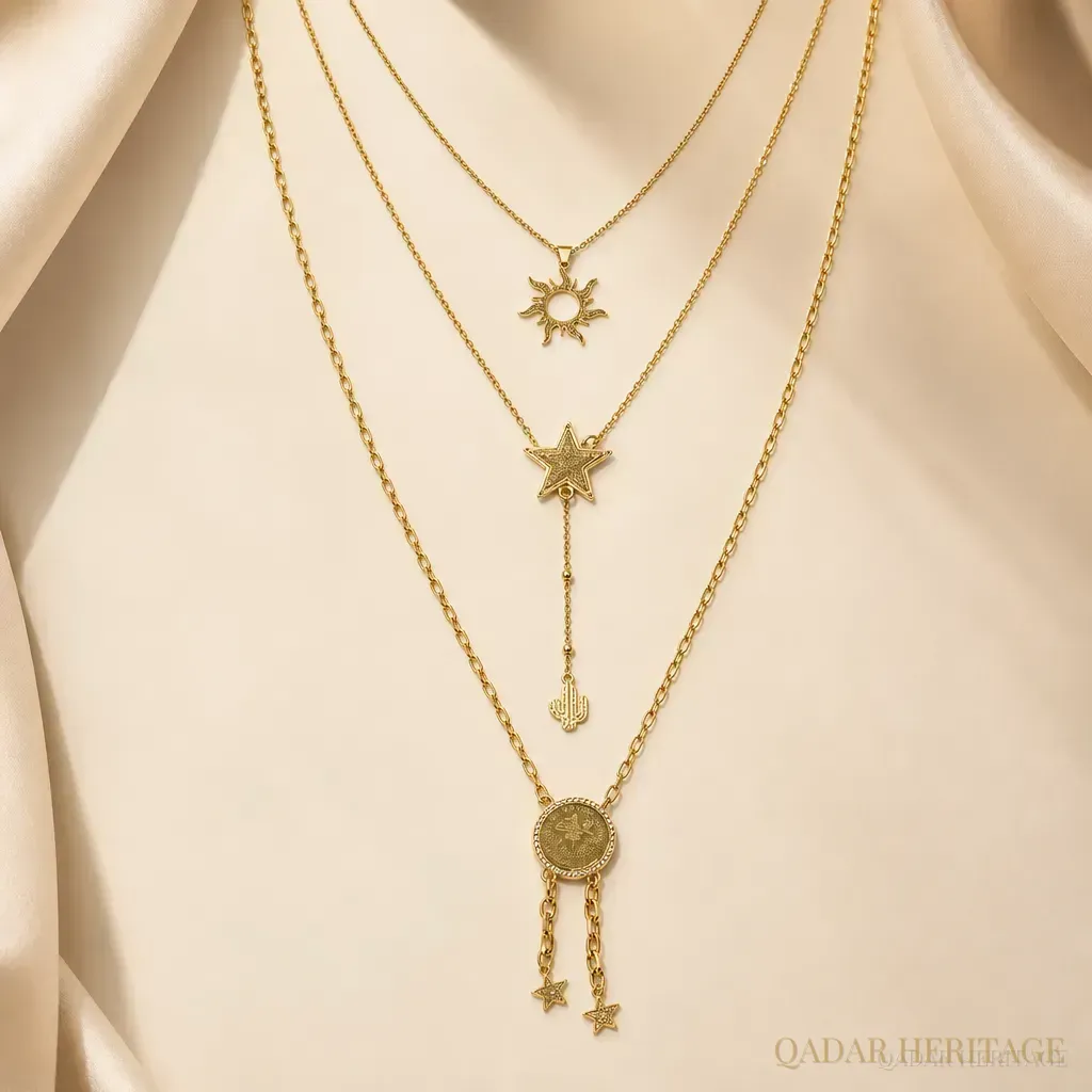 Golden Desert Star Layered Necklace - Slide 2
