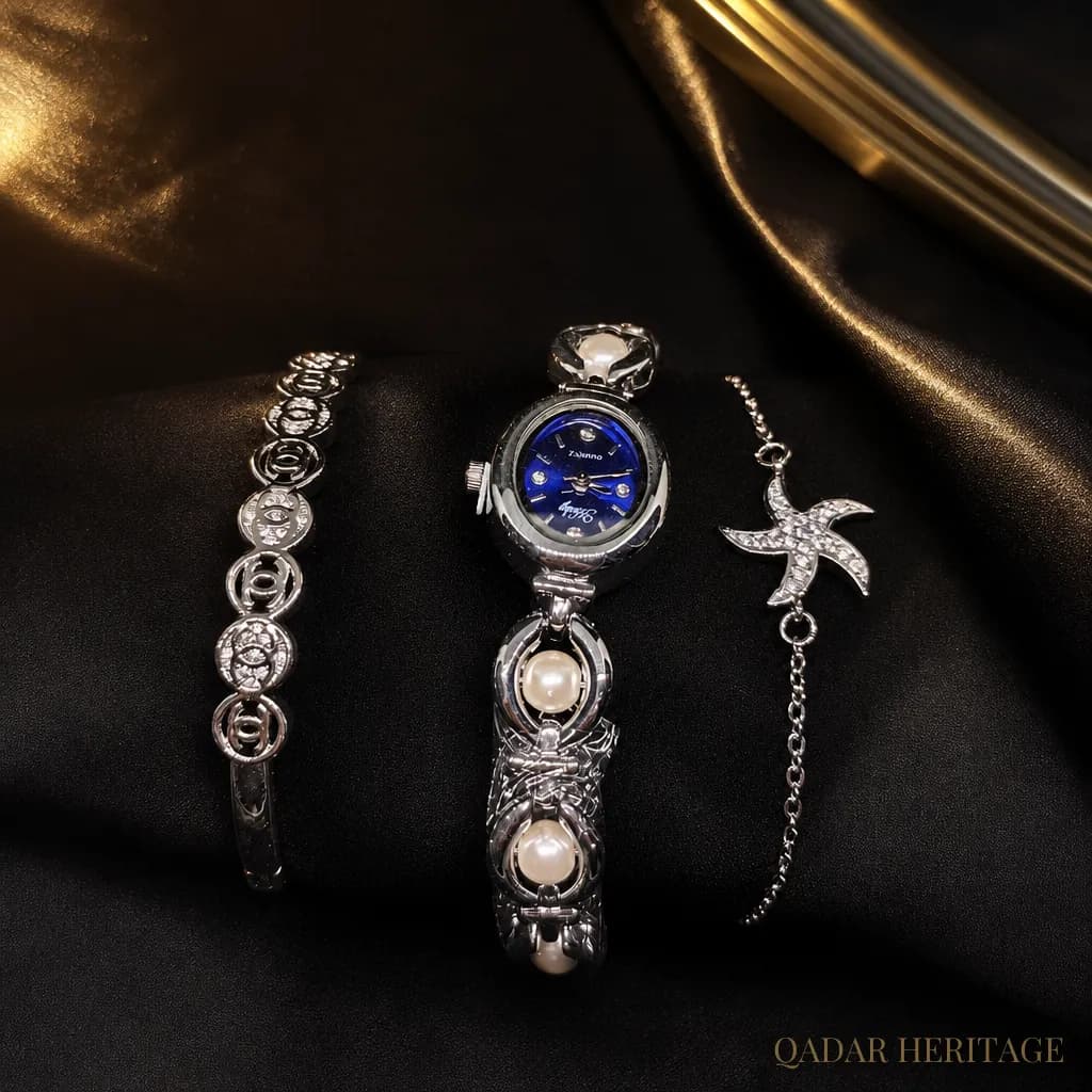 QADAR Marina Pearl Blue Watch Set