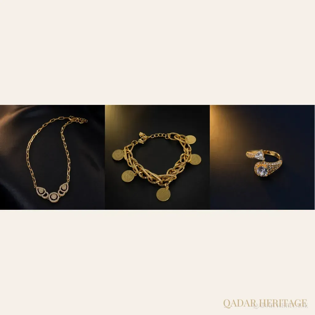 Luxury Gold-Tone Jewelry Set with Charms and Crystals - Slide 4