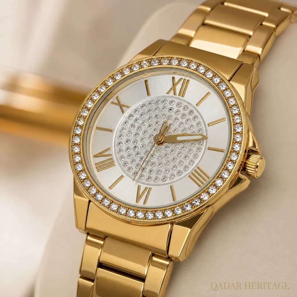 QADAR Aurielle Gold Embellished Watch - Slide 2
