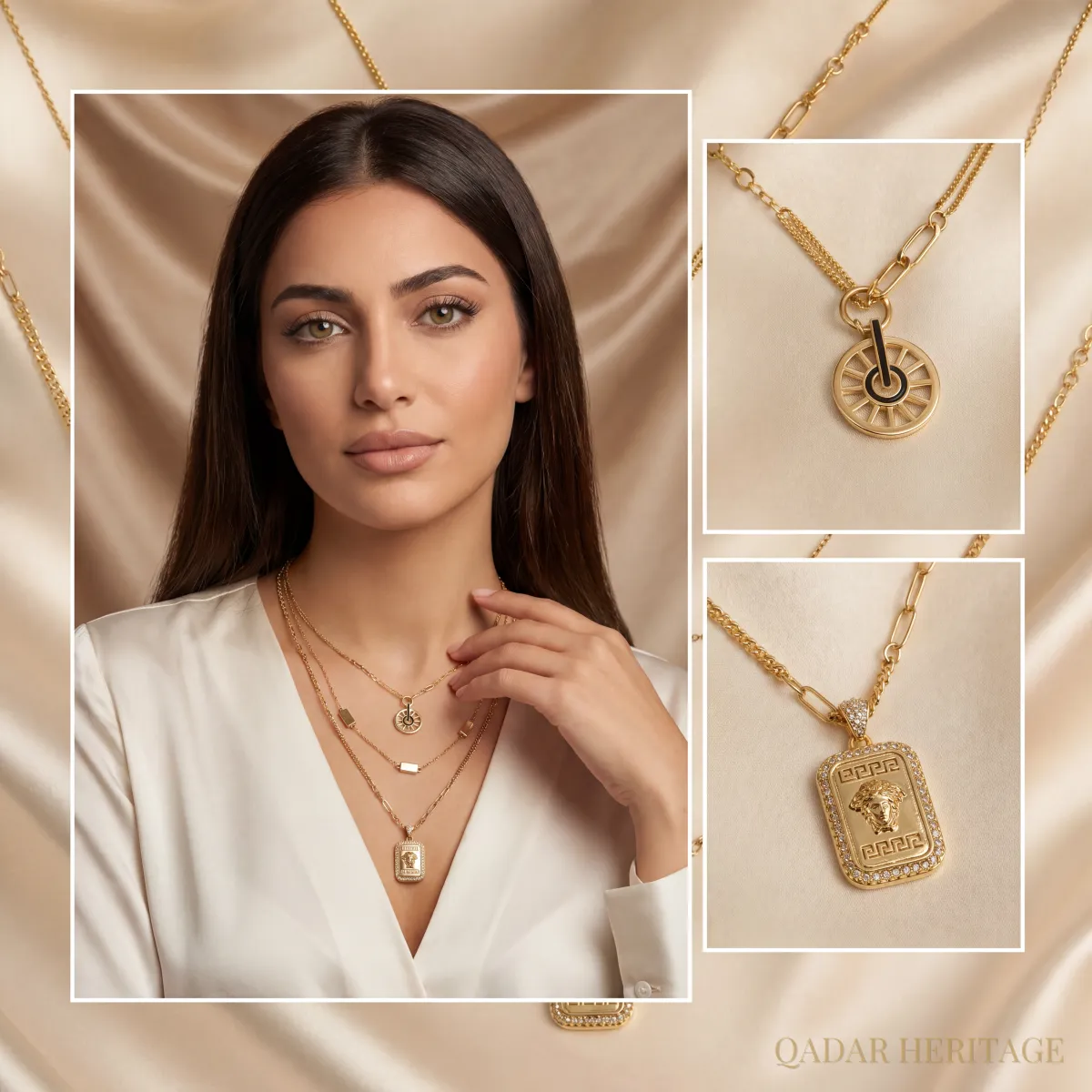 Golden Heritage Halo Layered Necklace Set - Slide 1