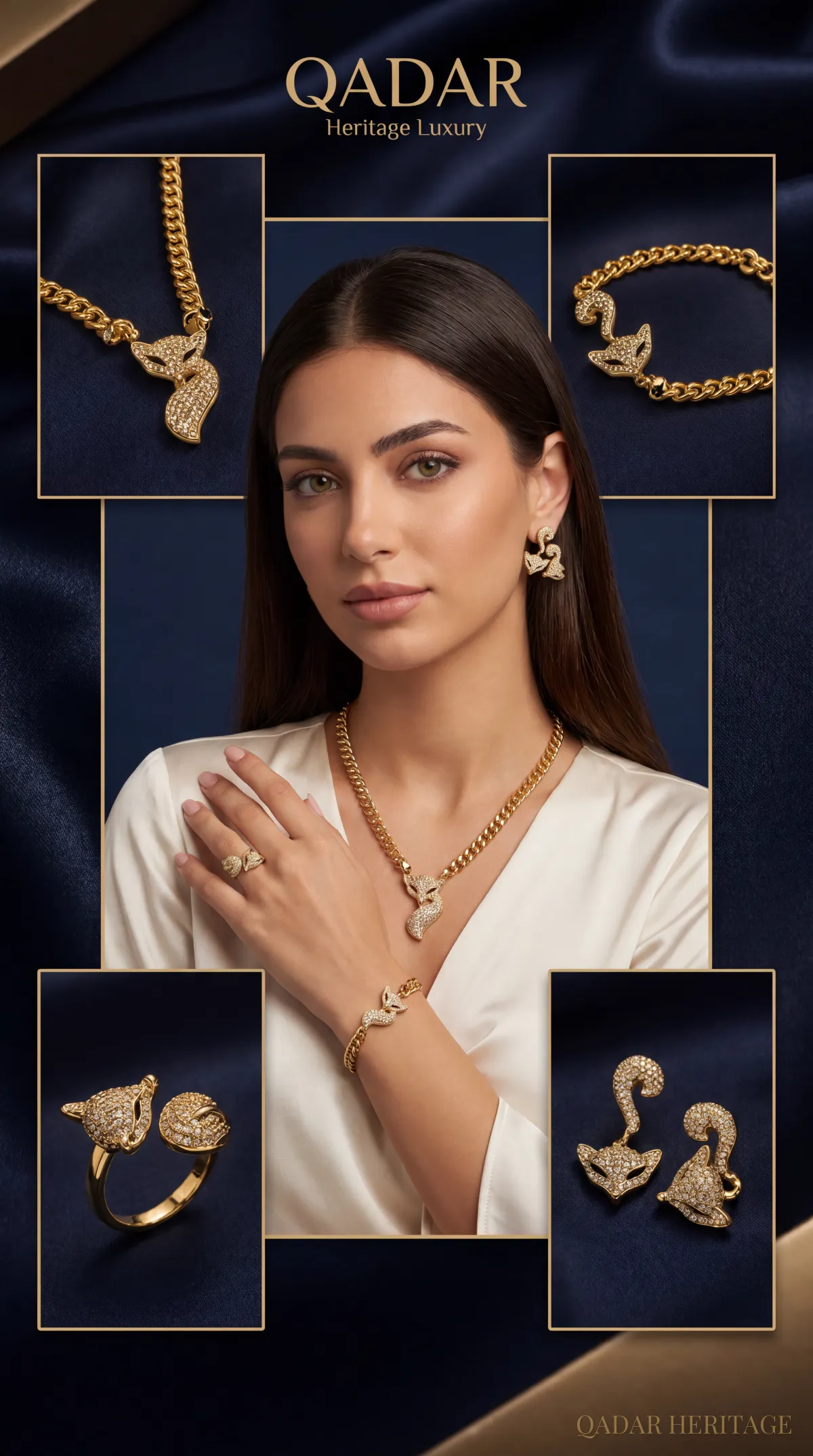 Luxury Golden Fox Jewelry Set - Slide 1