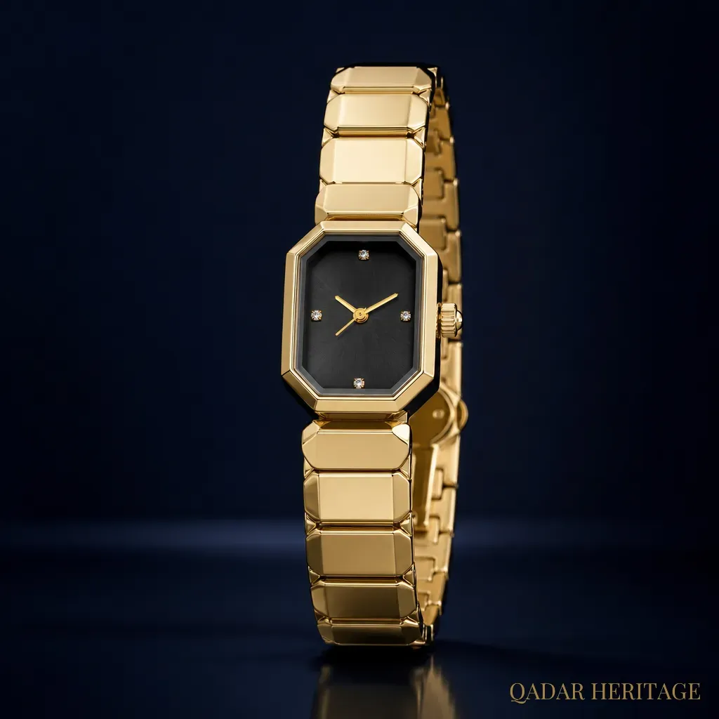 QADAR Vera Black Gold Watch