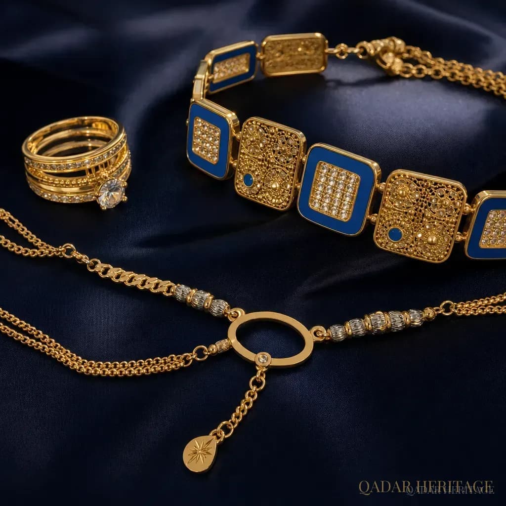Sultana Blue Gold-Tone Jewelry Set - Slide 3