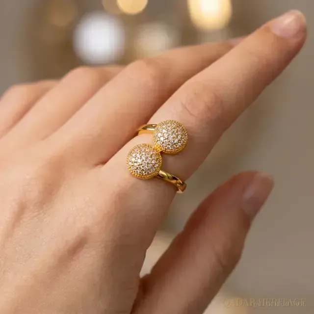 Golden Radiance Circles Ring