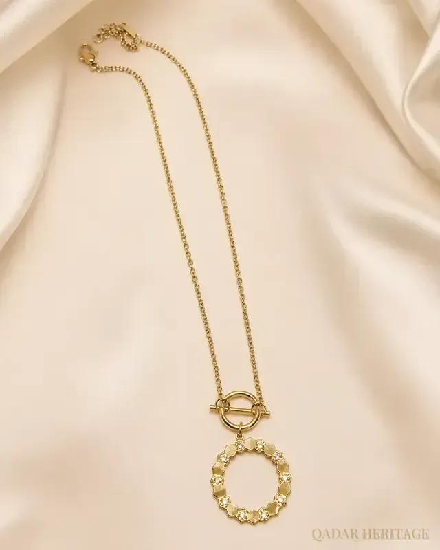 Golden Honeycomb Halo Necklace - Slide 1