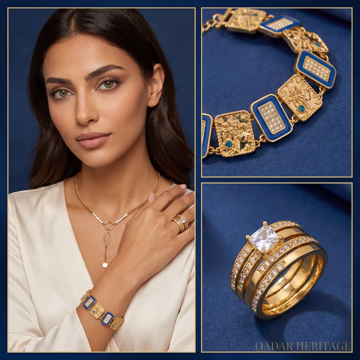 Sultana Blue Gold-Tone Jewelry Set - Slide 1