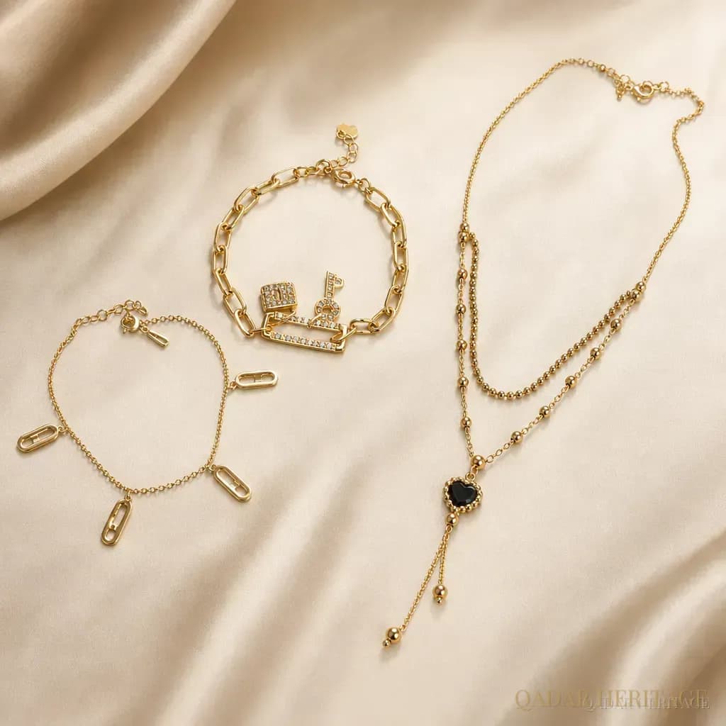 Golden Lock Charm Jewelry Set - Slide 2