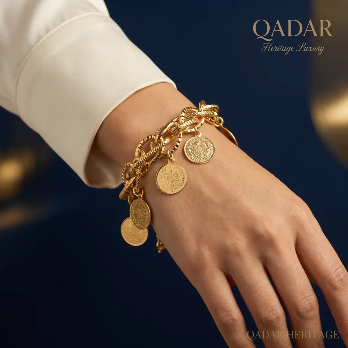 Gold Knot & Coin Charm Bracelet - Slide 1