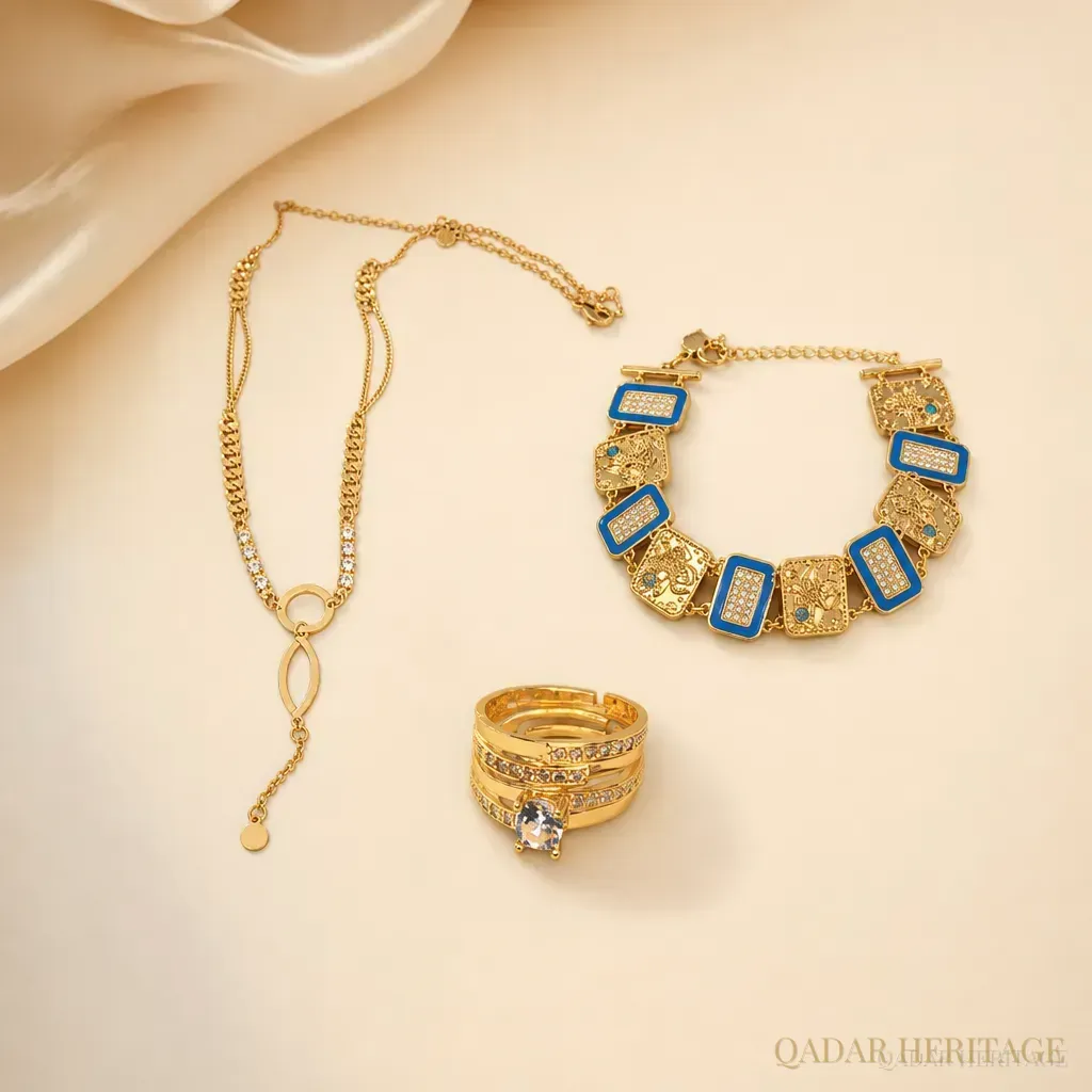 Sultana Blue Gold-Tone Jewelry Set - Slide 2