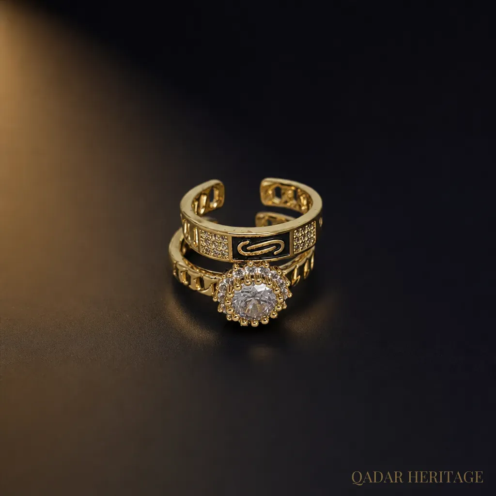 Golden Halo Ring with Black Details