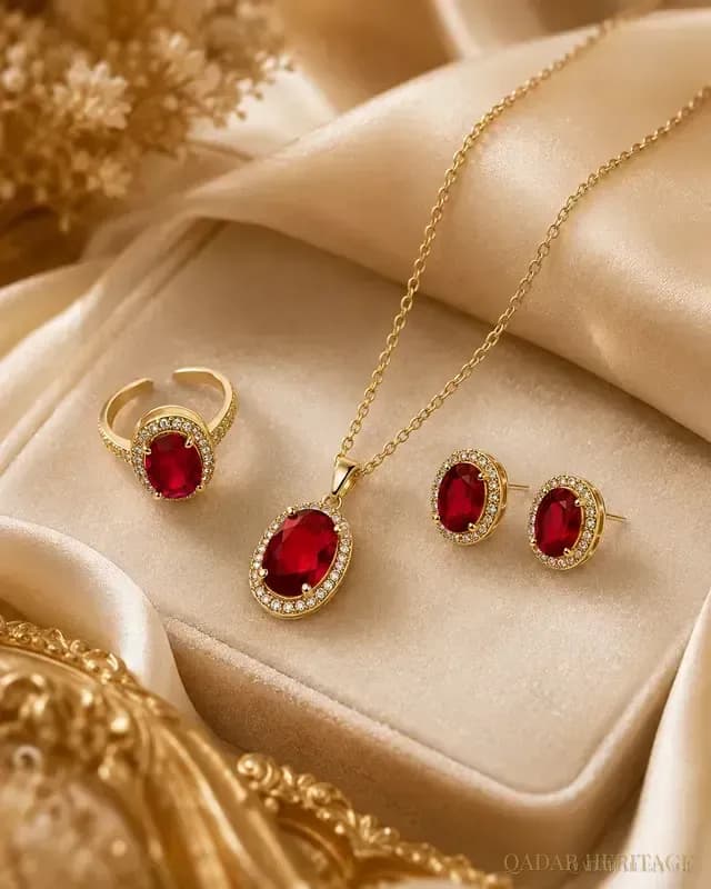 Royal Ruby Gold Jewelry Set - Slide 1