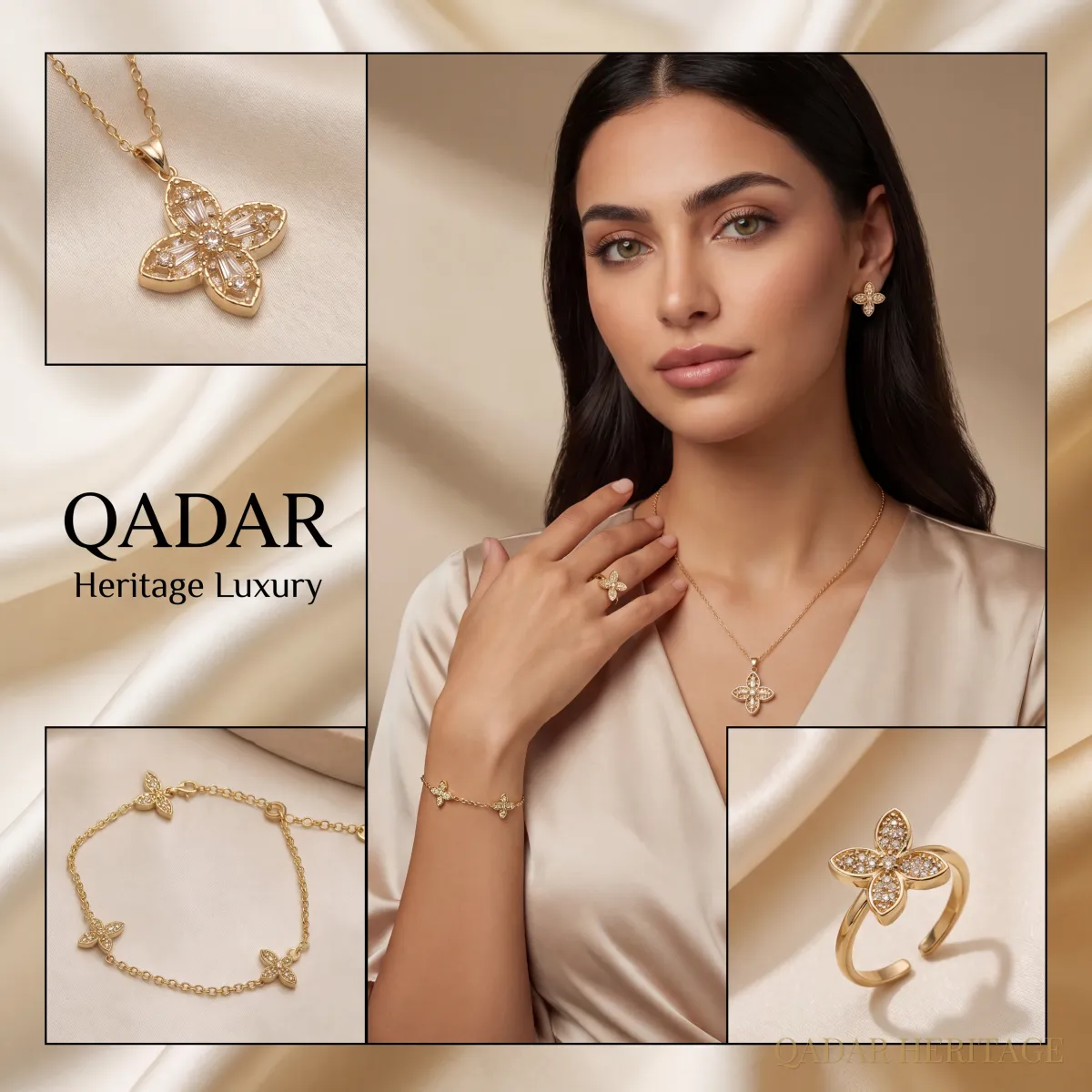 Golden Butterfly Glow Jewelry Set - Slide 1