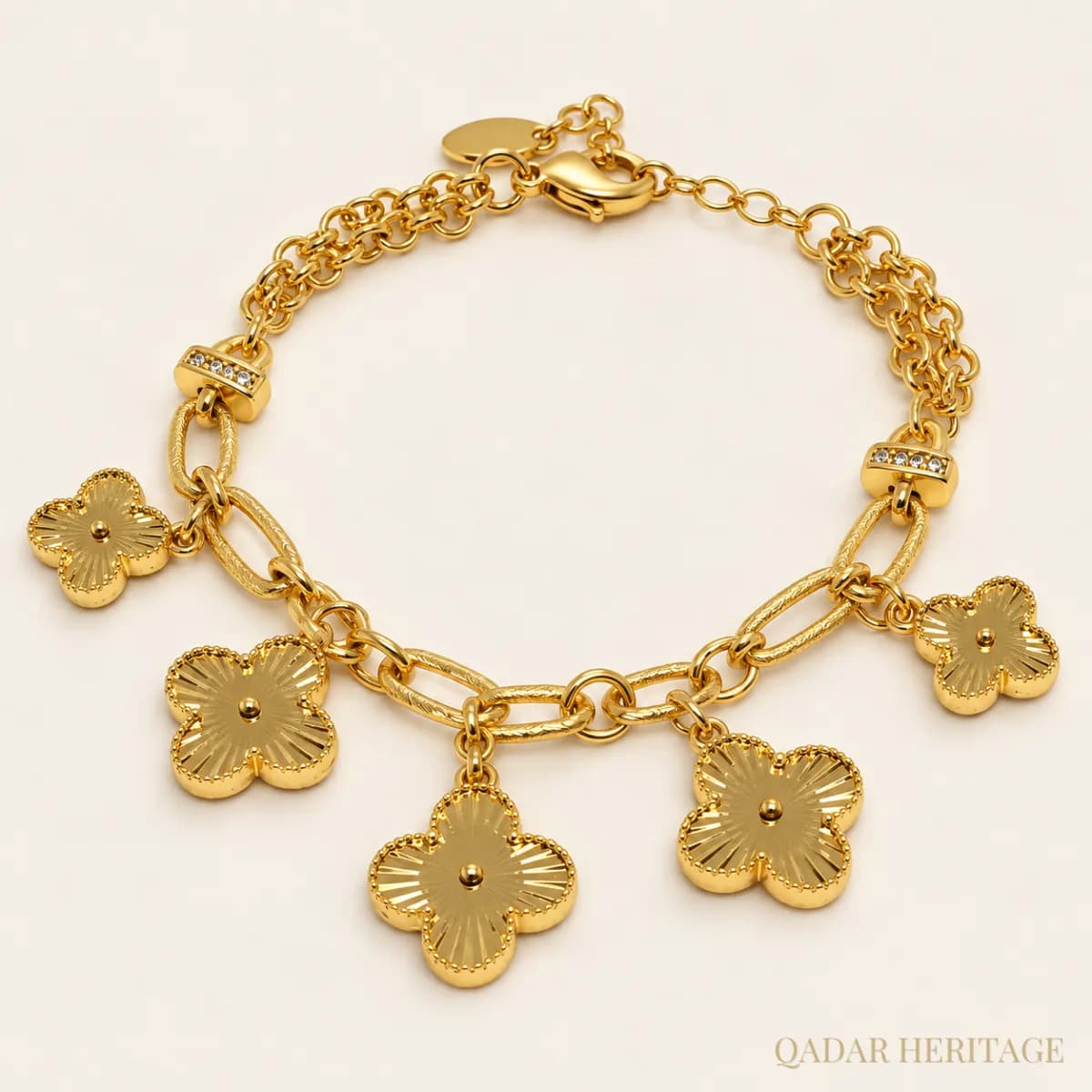 Luxury Golden Floral Charm Bracelet