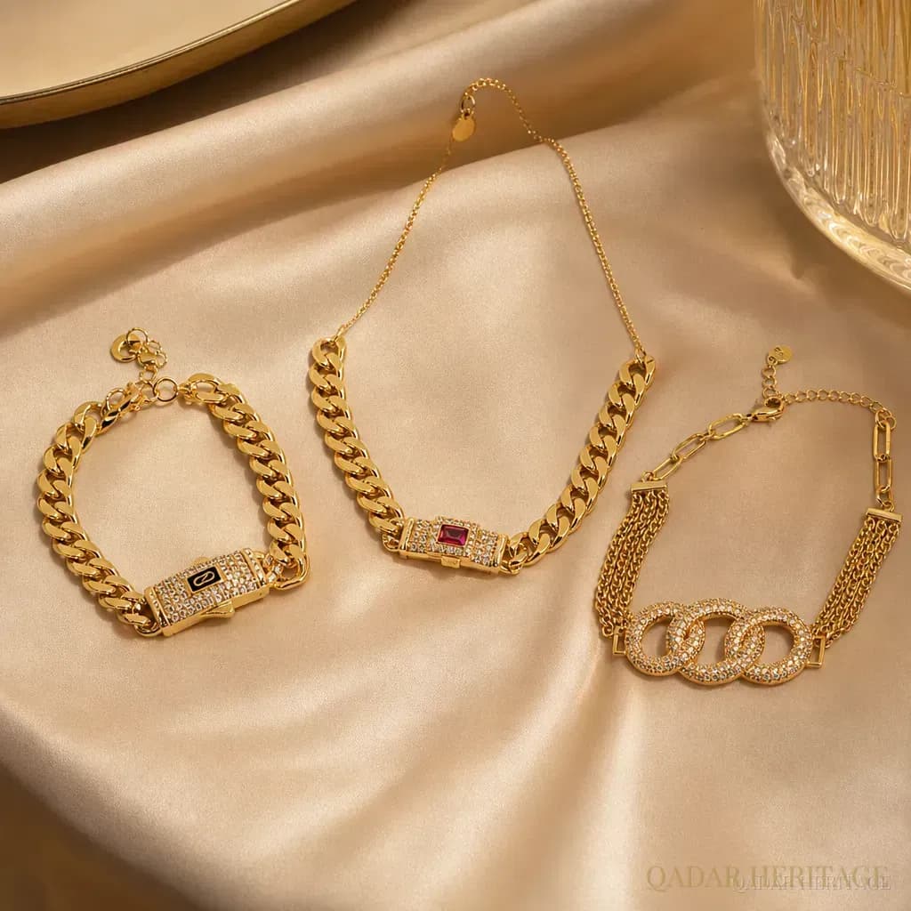 Sultana Gold Three-Piece Jewelry Set - Slide 3