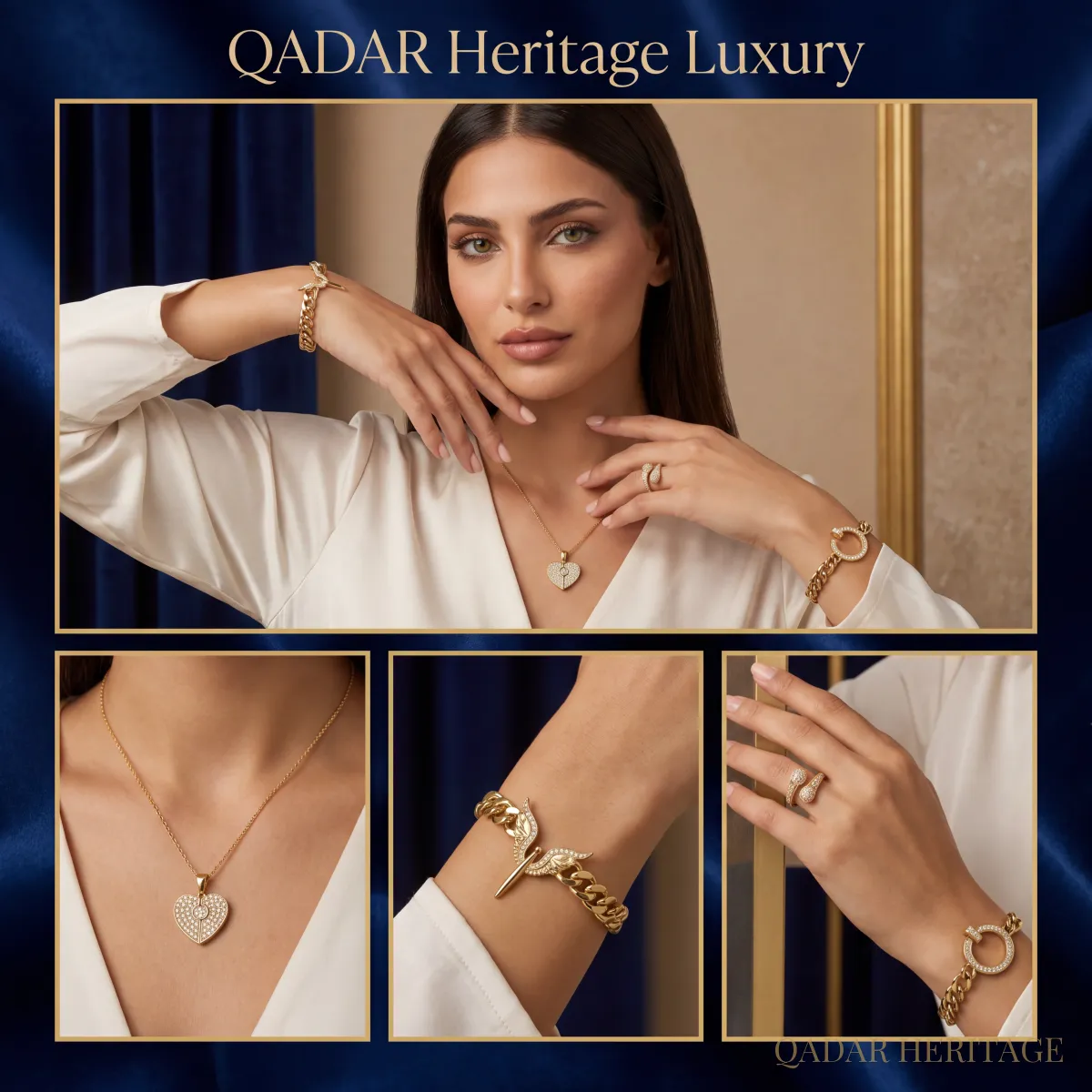 Royal Heart Gold Jewelry Set - Slide 1
