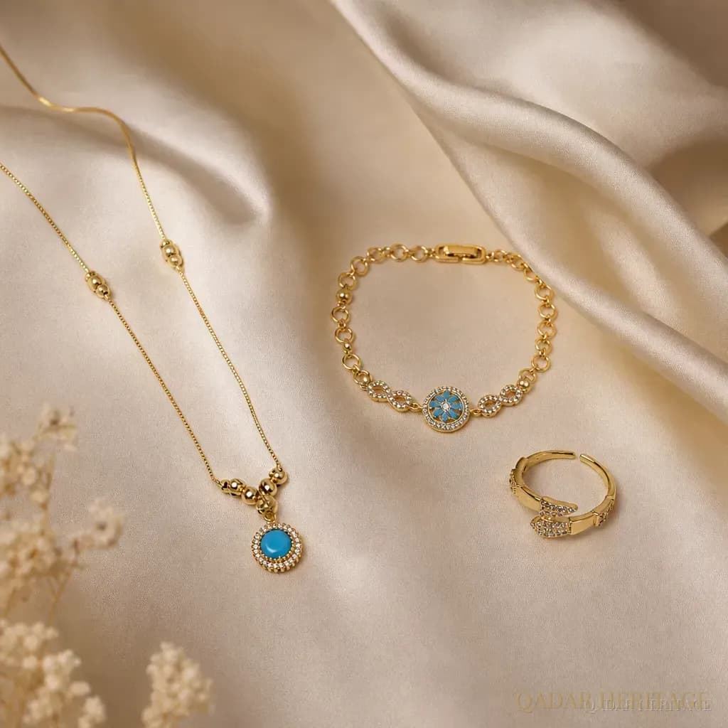 Sultana Turquoise Gold Jewelry Set - Slide 4