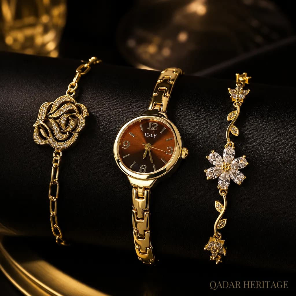 QADAR Rosella Gold Watch Set - Slide 1