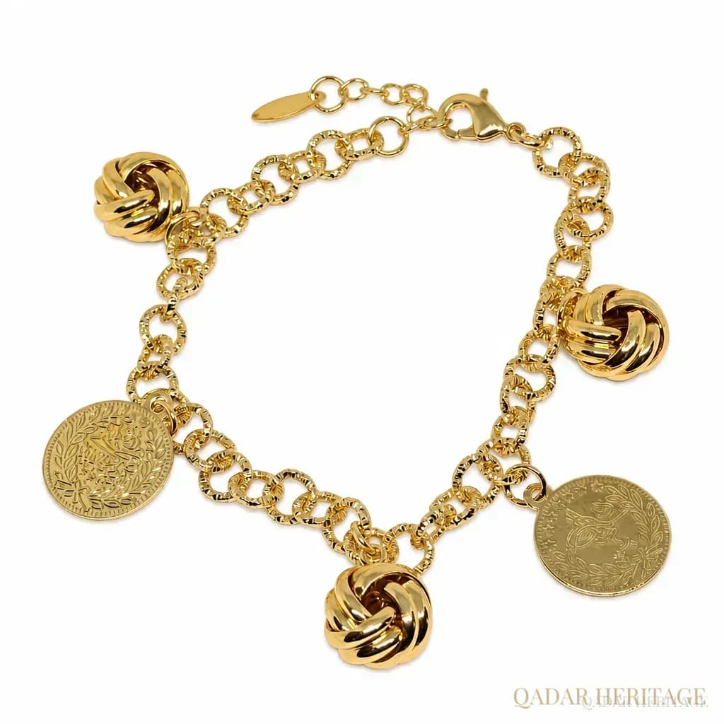 Gold Knot & Coin Charm Bracelet - Slide 5