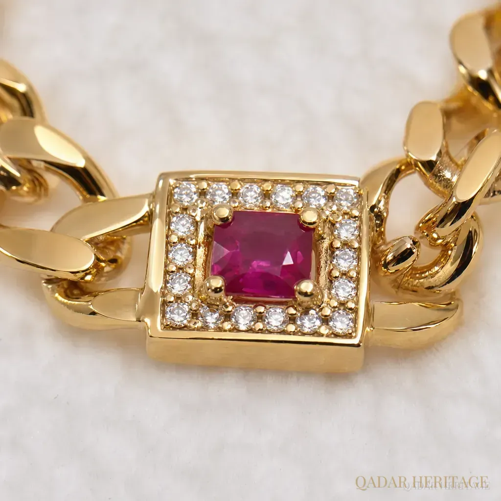 QADAR Ruby Square Necklace - Slide 2