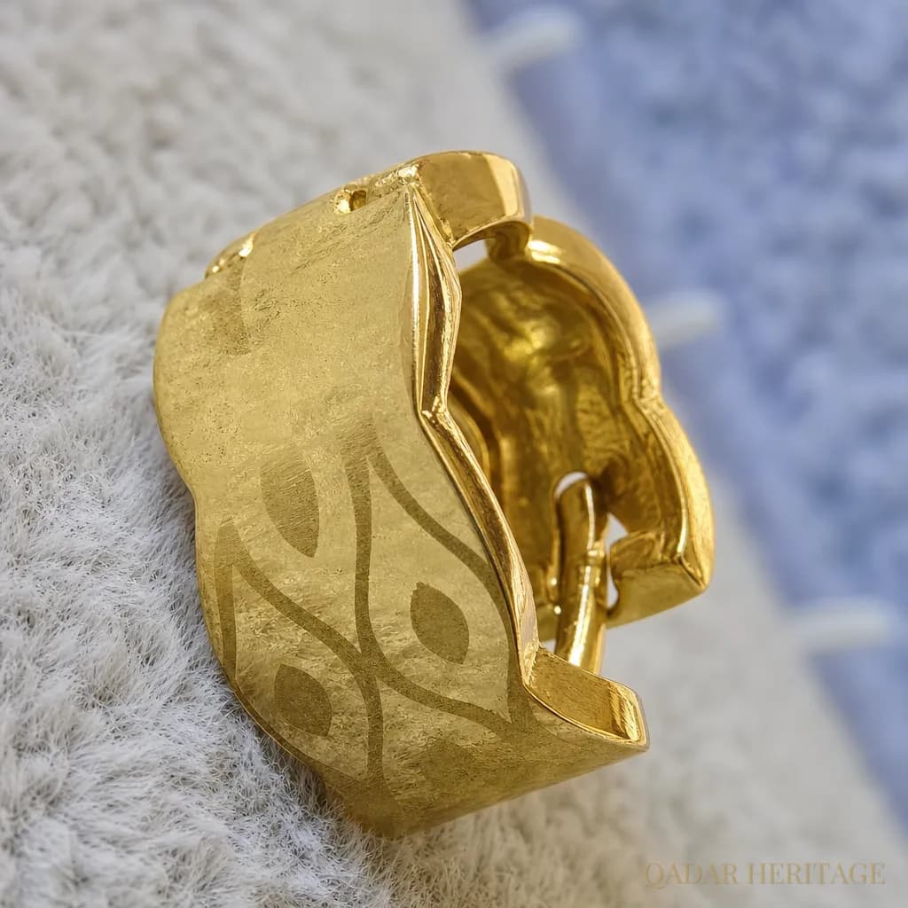 Golden Heritage Wave Hoop Earrings